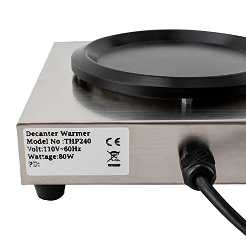 Coffee Warmer Single Burner Decanter Warmer Plate 110V, Stainless Steel Portable Warmer for Standard Glass Decanter Cup Warmer Suitable for Cafe, Break Room, Buffet, Event and Commercial Use(80W)