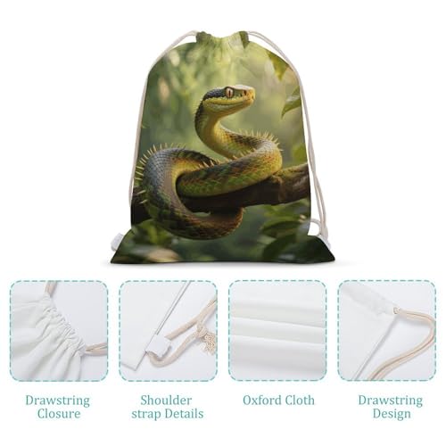 Rough - Scaled Bush Viper Drawstring Backpack - Canvas Sports Gym Sackpack, Lightweight String Bag for Beach & Travel4