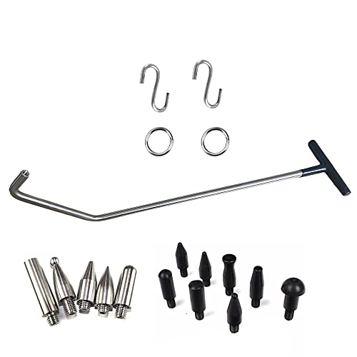 Image of Paintless Dent Removal Rods Kit 18 Pcs, Paintless Dent Repair rods with Interchangeable Tips, S&O Style Hook, Rubber Hammer,Dent Repair Tool for Car Body Dent Damage Repair