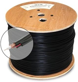 300ft BLACK SOLID COPPER RG-59 SIAMESE COAX CABLE 20AWG 95% BRAIDED, 2-CONDUCTOR 18AWG POWER WIRE CCTV TVI CVI AHD HD-SDI SECURITY VIDEO ETL CM CL3 FLAME RETARDANT PVC - APO AE AFO GU AK HI MP VI PR