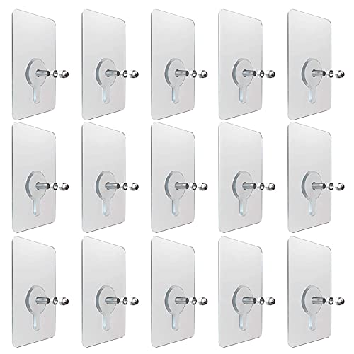 Bantre 15 Pièces Clous de Suspension Auto-adhésifs, Clous de Suspension Mural Transparent, Clous de Suspension Collants Auto-adhésifs, pour Salle de Bains, Cuisine, Chambre, Salle de Séjour Cover