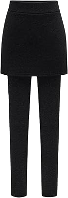 YMING Women Casual Fleeced Lined Tights Lightweight Active Yoga Pants Elastic Tummy Control Skirt Leggings Plush Black 4XL