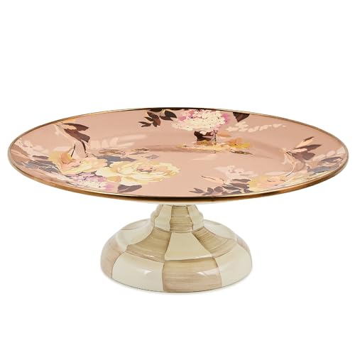 Image of MACKENZIE-CHILDS Pedestal Platter, Small, Wild Rose Mauve