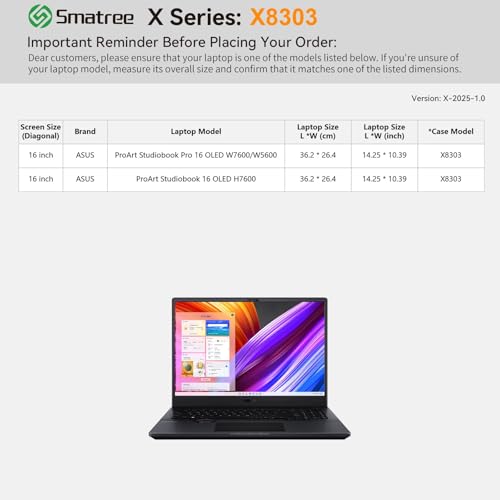 Image of Smatree Hard EVA Protective Sleeve Case Compatible for 16 inch ASUS ProArt Studiobook Pro 16 OLED W7600 /W5600 /H7600 Laptop,Waterproof Hard Case for 16 inch ASUS Laptop,White(X8303W)