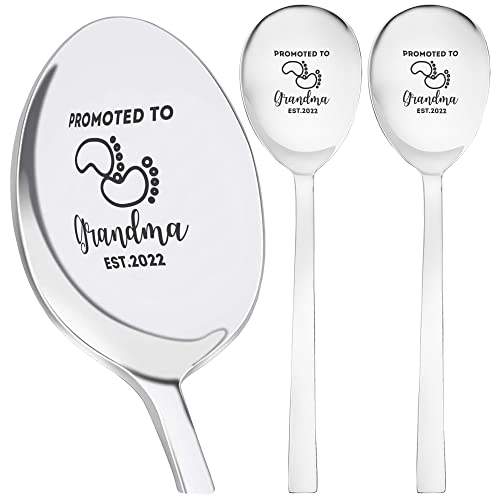 Promoted to Grandma Est 2022 Flower T-Shirt Stainless Steel Spoon | Pack of 3