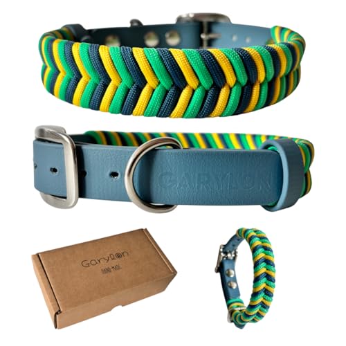 Garylon Collar Perro Mediano, Collar para Perros de Biothane y Paracord con Acero Inoxidable, Pulsera a Juego, Hecho a Mano en España, Impermeable Ajustable y Duradero (Ilusiona, M)