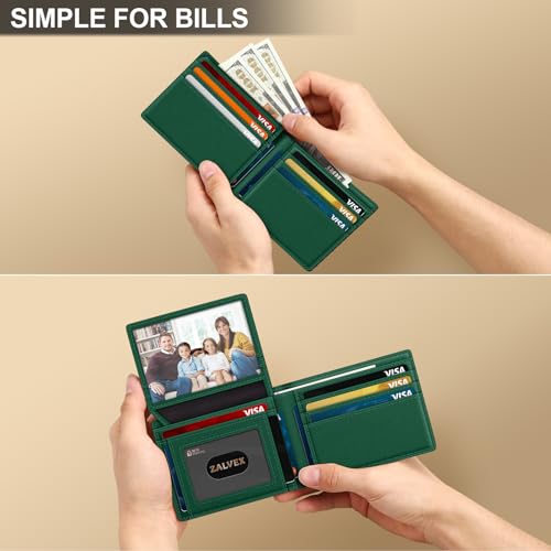 Image of Wallet for Men Slim RFID Blocking Leather Credit Card Holder Wallet for 14 Cards, Bifold Minimalist Thin Wallet with 2 ID Windows & Cash Slot, Front Pockt Carteras Para Hombres, Birthday Gifts for Men