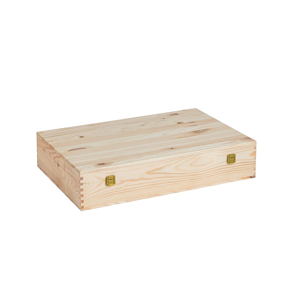 Caisse en bois pour 6 bouteilles 750 ml conteneur en bois beige format 51,6x33,7x9,3 cm