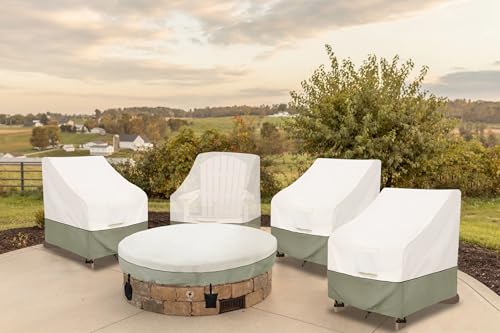 Image of Bitubi Waterproof 2 Pack Patio Adirondack Chair Cover | for Outdoor Chair Size Up to 35W x 38D x 31H inch,Outdoor Lawn Patio Furniture Covers (Beige)