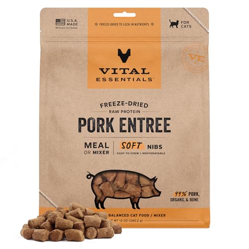 Vital Essentials Freeze Dried Raw Pork Entree & Mixer Cat Food Soft Nibs