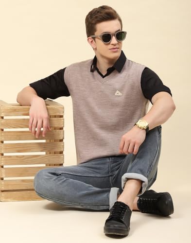 Image of Monte Carlo Men Regular Fit Sleeveless Solid V Neck Winter Sweater (Pack of 1)