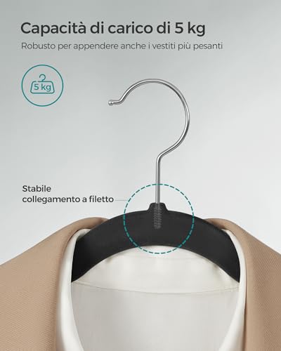 SONGMICS Grucce Appendiabiti in Velluto, Antiscivolo, 50 Pezzi - Immagine 4