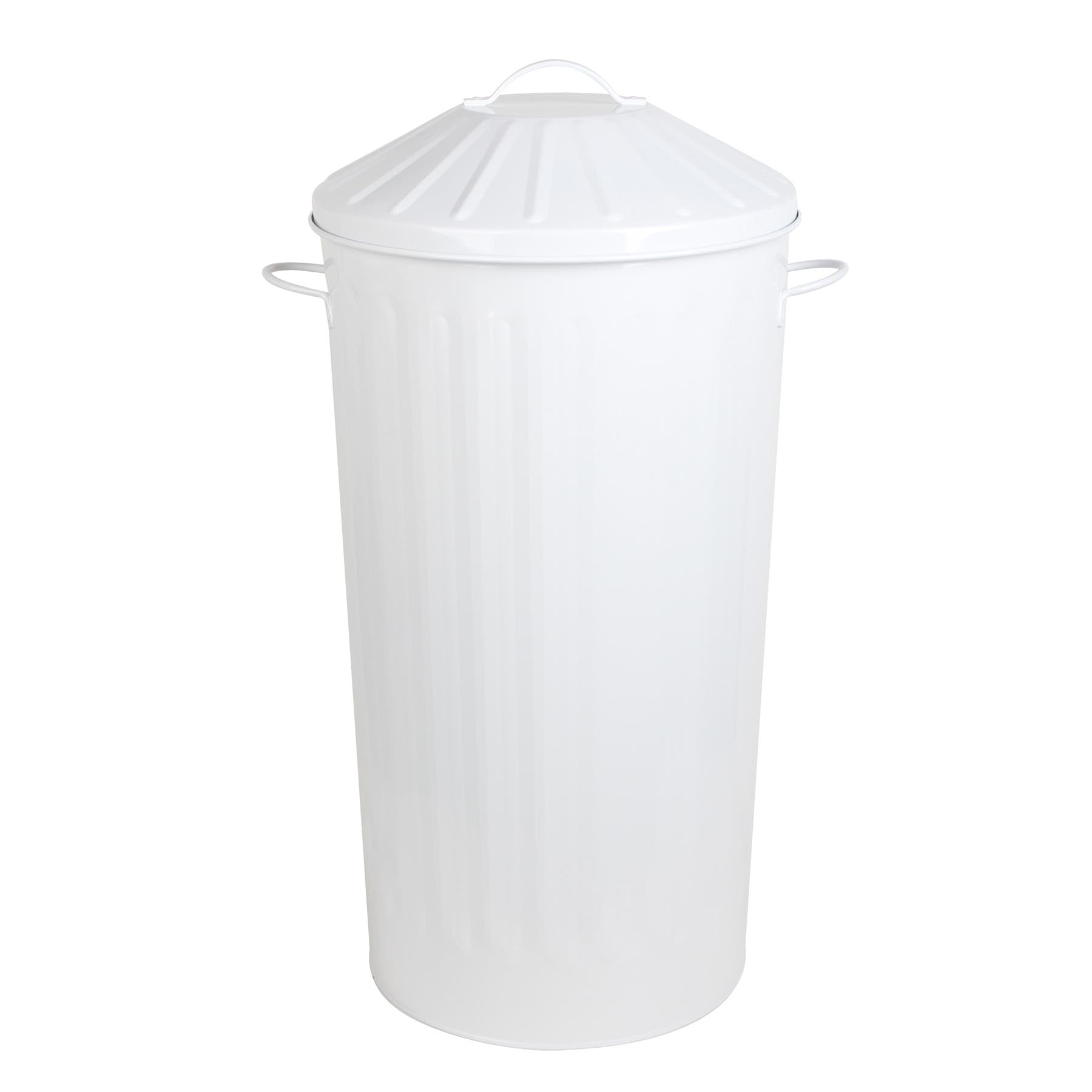 simpa 46L Colourful Vintage Style Metal Tapered Dustbins & Lids - White 70cm (H) x 33cm (Dia) โ image 1