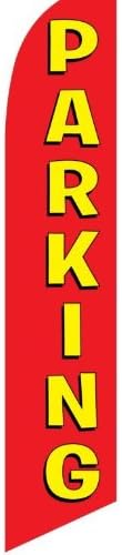 Swooper Advertising Flag PARKING Red with Big Bold Yellow Text