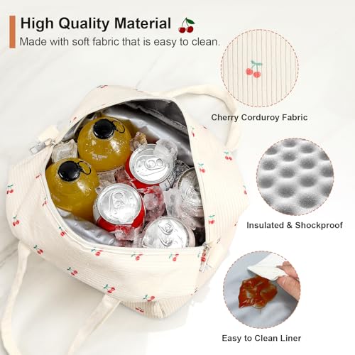 image for Snuvid Lunch Box for Women Adults, Reusable Cute Corduroy Lunch Tote B