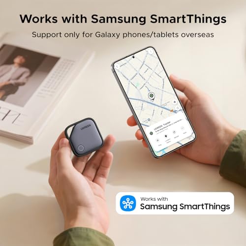 Image of UGREEN FineTrack S 2-Pack Bluetooth Tracker Tags Work with Samsung SmartThings APP (Samsung Only), 550-Days Replaceable Battery Item Finder Smart Tag for Key Luggage Passport