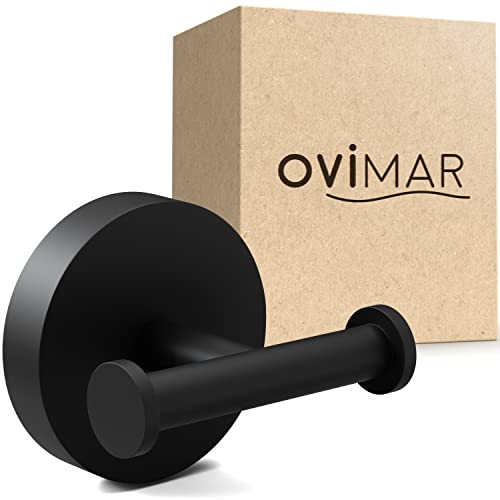 ovimar Gancho doble para toallas Vigra, para taladrar, acero inoxidable, negro, para el baño como toallero | también se puede utilizar como soporte para paños de cocina o soporte para chaquetas para