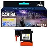 JIABINGBEI 11 Ink Printhead (with chip) C4810A C4811A C4812A C4813A High Yield Compatible Replacement for HP Designjet 500 510 800 100 110 70 9110 9120 9130 Printers,Yellow