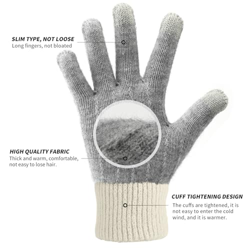 Homealexa Winterhandschuhe Touchscreen Handschuhe Strick Fingerhandschuhe Sport Warm und Winddicht Winterhandschuhe für Skifahren Radfahren und SMS, Geeinget für Damen und Herren