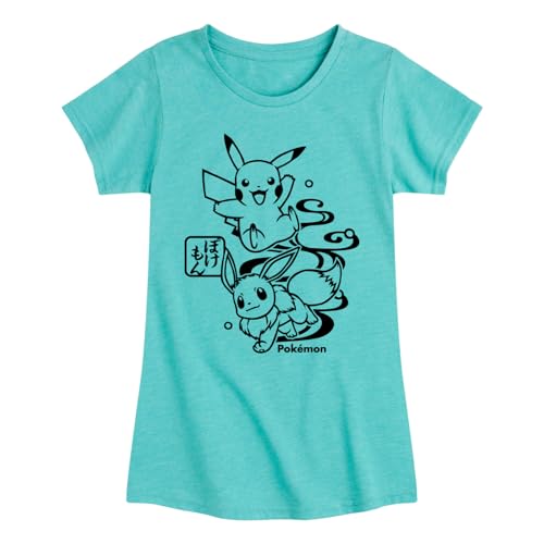 Pokémon - Wagara Pikachu Eevee Group - Girls Fitted Short Sleeve T-Shirt