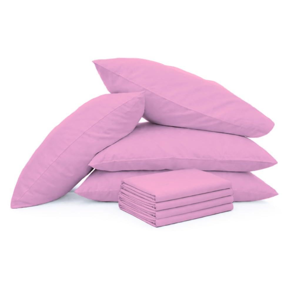 Pillow Cases 4 Pack Pink - 100% Brushed Microfibre UK-Standard Size 50x75cm Envelope Closure Pillowcase - Wrinkle & Stain Resistant Pillow Cover - OEKO-TEX Certified Pillowcases (Pink, 4 Pack)