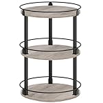3-Tier Lazy Susan Organizer, Rotating Spice Rack, Spinning Organizer, Industrial Turntable Spice Rack Organizer for Cabinet, Kitchen Countertop, Greige and Black SR23BG