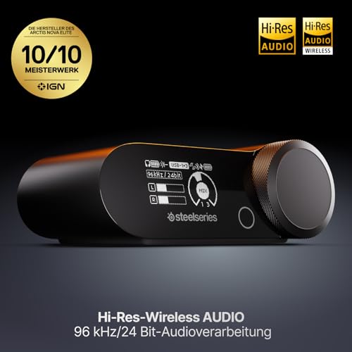 SteelSeries Arctis Nova Pro Omni – Hi‑Res-Wireless Gaming-Headset, 96 kHz/24 Bit, ANC, ClearCast Pro-Mic, KI-Geräuschunterdrückung, Mobile App, Mix 2,4 GHz + BT, OmniPlay PC+PS+Xbox – Graphit