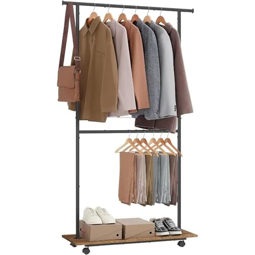 Rack de vêtements en métal réglable avec roues et étagère extensible pour rangement robes LWX