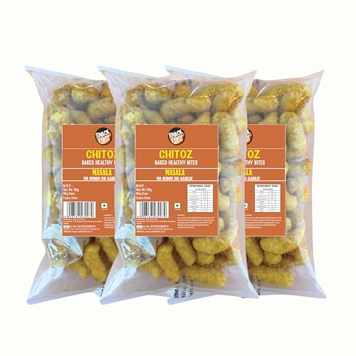 Snack First Baked Puff Corn, Masala Chitoz, Pack of 3, No Onion No Garlic, Jain, Puffed Snack, Corn Puffs, Healthy Snack, Namkeen, 240g