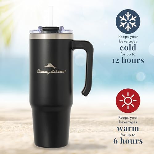Image of Tommy Bahama 30oz Vacuum Insulated Water Bottle, Straw, Black