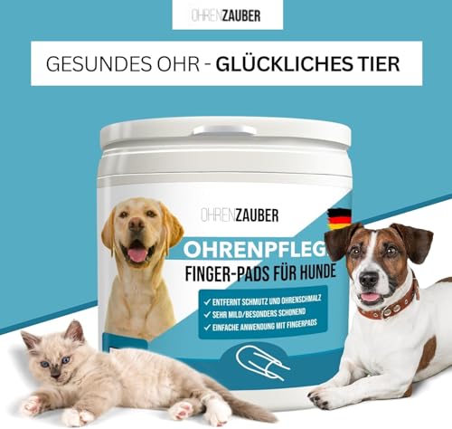 Bettersation Ohrreiniger Ohrpflege Fingerpads für Hunde & Katzen [100 Stück]- pflegt & schützt zuverlässig- Ear Wipes Ohrenreiniger Fingerlinge f. Ohrenentzündung Ohrenpflege Hygiene bei Hund Katze