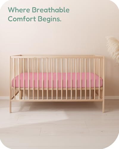 Image of Crib Sheets 2 Pack, Fitted Crib Sheet for Standard Crib Mattress 28x52x9, Ultra Soft Jersey Knit, Breathable Stretchy Deep Pocket, Snug Fit Stays Put, Baby Crib Mattress Sheet
