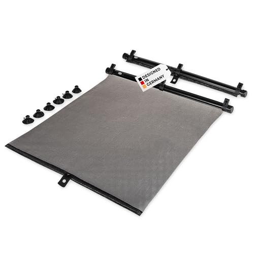 alca® Auto-Sonnenrollo 2 x 52 x 55 cm Autofenster Sonnenblende UV Schutz mit Saugnapf & Einhand-Einrollfunktion Sonnenschutz Auto LKW Babys Kinder