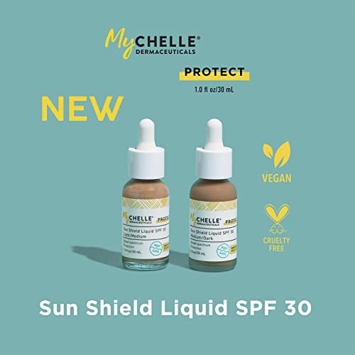 Mychelle Dermaceuticals Sun Shield Liquid Spf 30 Light/Medium (1 Fl Oz) - Tinted Sunscreen For All Skin With Oil-Absorbing Bentonite Clay - Use As Sheer Foundation Or Makeup Primer For Matte Finish #TOP1