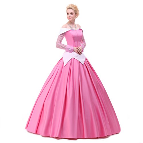 Angelaicos Womens Deluxe Princess Costumes Satin Lolita Dress Cloak Petticoat (M, Pink)