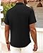 Mens Button Down Short Sleeve Shirts Summer Casual Linen-Like Urban Shirt Beach Wedding Vacation Tops with Pocket Black