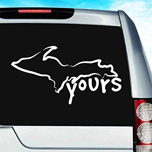 Michigan Up Yours Upper Peninsula Vinyl Decal Sticker Bumper Cling for Car Truck Window Laptop Wall Cooler Tumbler | Die-Cut/No Background | Multi Sizes/Colors, 8-Inch, White