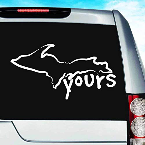 Michigan Up Yours Upper Peninsula Vinyl Decal Sticker Bumper Cling For Car Truck Window Laptop Wall Cooler Tumbler | Die-Cut/No Background | Multi Sizes/Colors, 8-Inch, White #TOP14