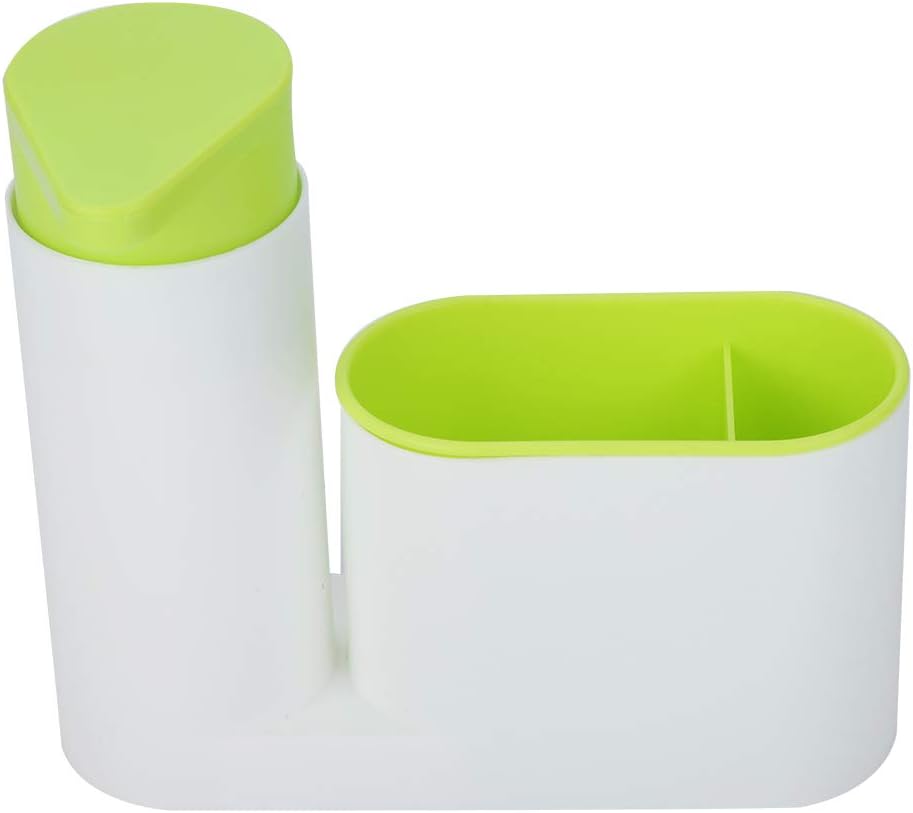 3 In1 Kitchen Soap Dispenser with Sponge Holder, Dish Soap Dispenser for Kitchen Sink, Bathroom, Countertop(Green)