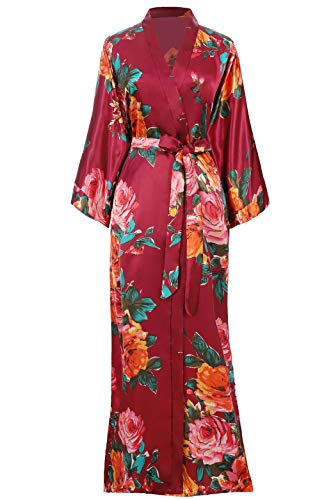 BABEYOND Kimono Robe Long Floral Bridesmaid Wedding Bachelorette Party Robe 53