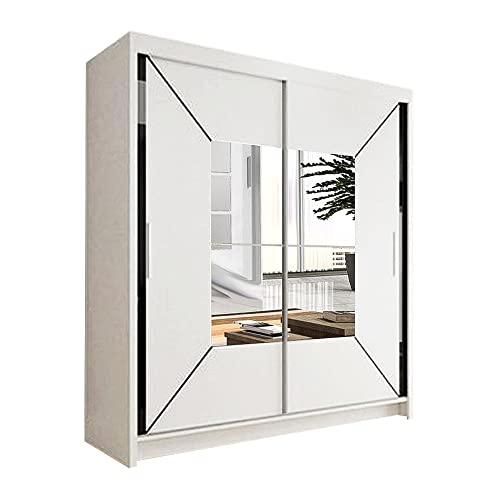 SLIDING WARDROBE 4U Cologne Free Standing Sliding mirror Door Wardrobe (120cm, White)