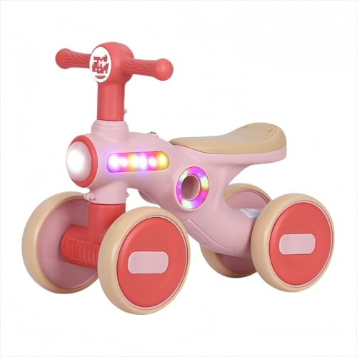 Jifocelt子供用三輪車 キックバイク 乗り物 1-3歳 音楽・ライト付き 三輪車 おもちゃ 赤ちゃん 歩行補助 歩行練習 おしゃれ かわいい ペダル無し 超軽量 転倒止め 持ち運び便利 (ピンク)