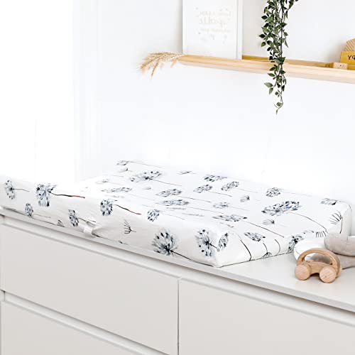Image of GRSSDER Stretch Ultra Soft Jersey Knit Changing Pad Cover Set 2 Pack, Change Table Pad Covers Fit 32 inch /34 inch x 16 inch Pads Safe and Snug, Pretty Swan /Watercolor Dandelion for Baby