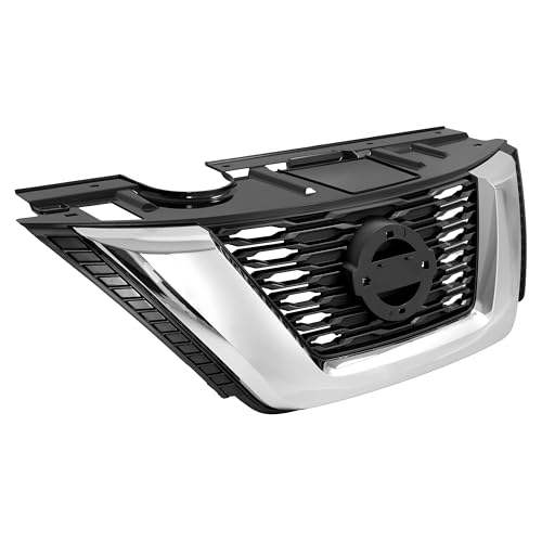 HECASA Front Upper Grille Compatible with 2017-2020 Nissan Rogue Replacement for 623106FL0B NI1200281 Bumper Radiator Hood Grill Assembly Chrome Black+Silvery by HECASA - Image 3