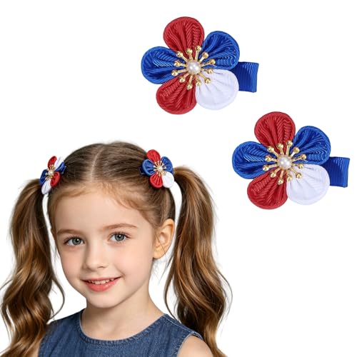 Pinzas para el cabello 4th of July rojas, blancas y azules miniatura 1