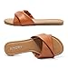 FITORY Women's Flat Sandals Fashion Slides With Soft Leather Slippers for Summer Brown Size 10