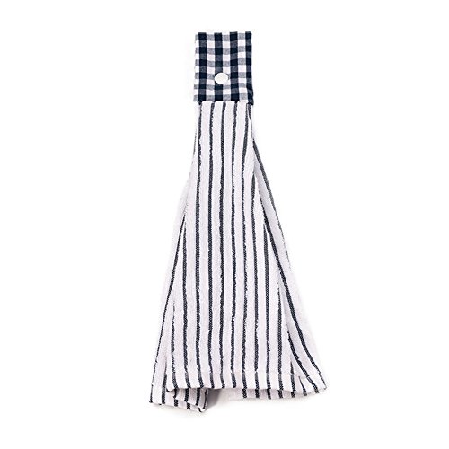 Vimeet 2 Pcs Kitchen Cotton Classical Striped Towel/Absorbent Towel/Hanging Towel/Hand Towel,Blue Stripes