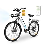 Gyrocopters Glacia Step-Thru Electric Bike for Adults Trunk, Basket, Unlocked Speed Upto 45Km/h PAS Range Upto 93 Km | Peak 650W Brushless Motor 26"x2" Fat Tire City Ebike