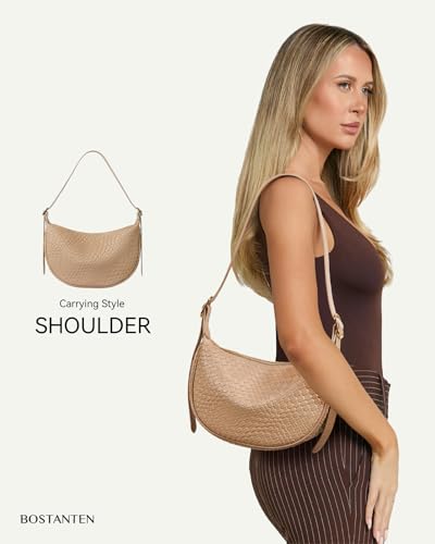 Image of BOSTANTEN Purses for Women Crescent Crossbody Bag Vegan Leather Shoulder Hobo Handbag Adjustable Strap