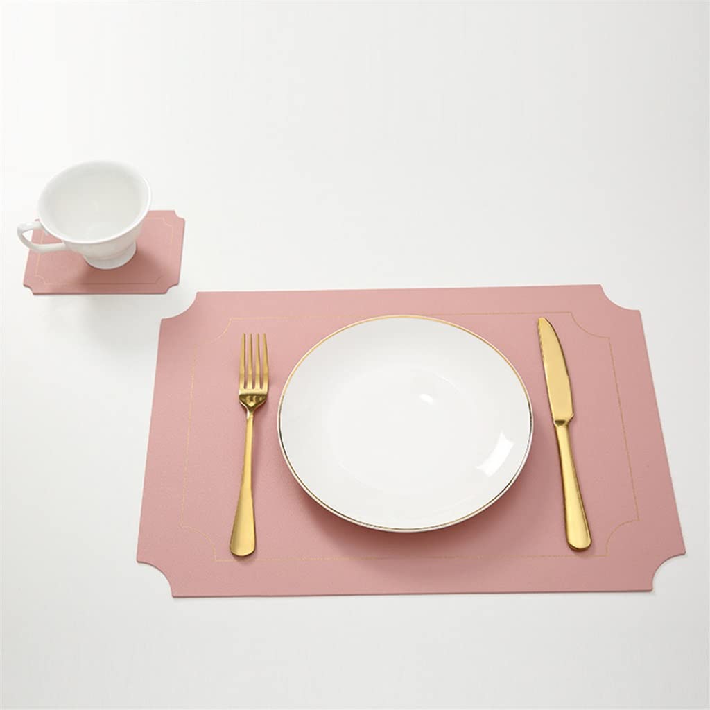 IANSHFKN 6 Pcs Leather Placemats Coaster Pads Tableware Mat Western Table Bowl Pad for Home Kitchen Accessorie